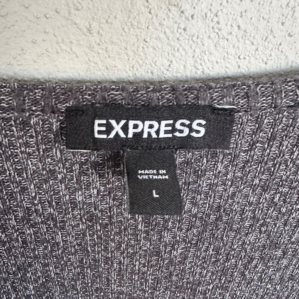 Express Ribbed Wrap Tie Front Top – Size Large - Picture 4 of 5